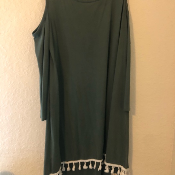 Navy green dress with tassels - Picture 3 of 4